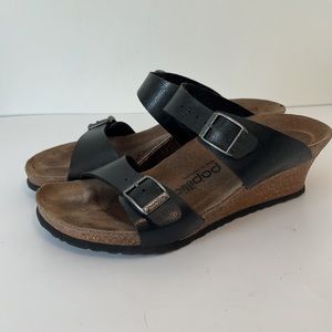 Papillio Dorothy Black Birko-Flor Slide Wedge Sandal size 37